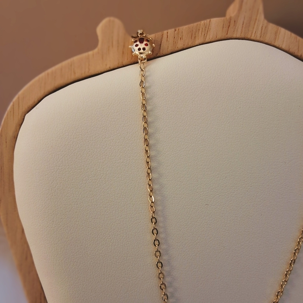 Pretty Bird 18K Yellow Gold Plated Ladybug Necklace with Multicolor Crystals - Picture 6 of 15